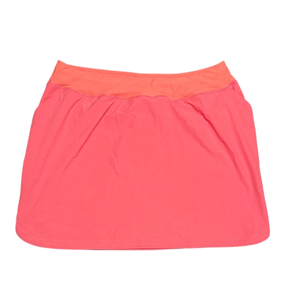 Lands' End Women's Tummy Control Wood Lily Orange Swim Skirt Bottoms Pockets 18W